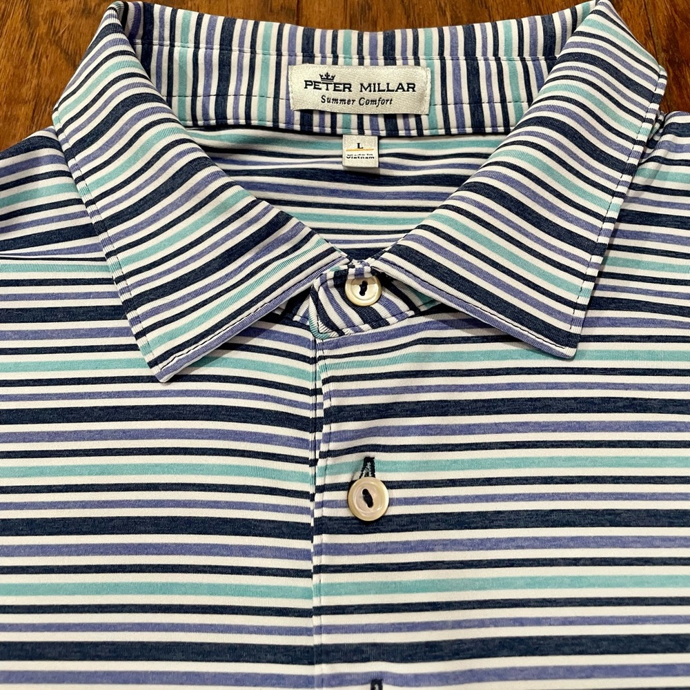 Large Peter Millar Polo Striped Multi Color